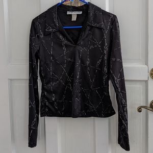 Black Pull On Collared Shirt